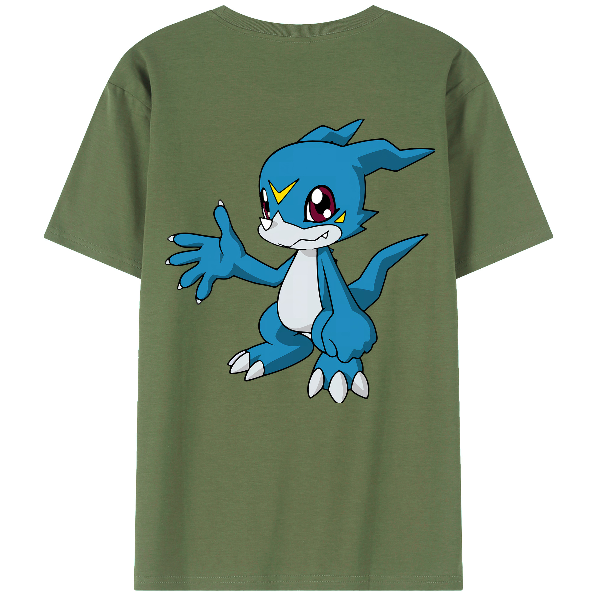 （画像用） Digimon デジタルモンスター/デジモン 綿100％ メンズ半袖Tシャツ（バックプリント） 通気性